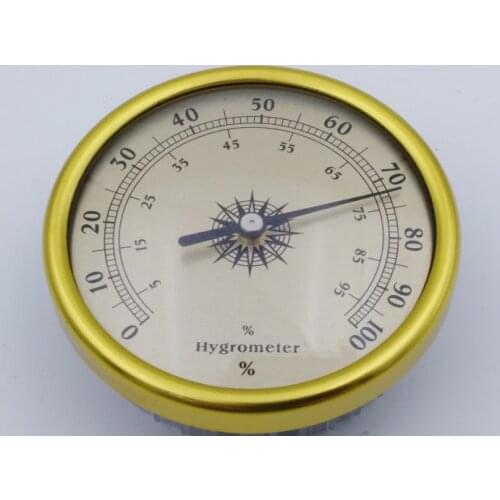 New 1pcs 72mm Analog Hygrometer Alumin Case, Round Cigar Hygrometer with +/- 1% Accuracy for Indoor and Outdoor (Gold) h711