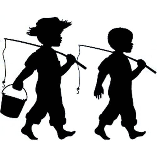 LLY-1393 Funny Little Boy Go Fishing Kids Modeling Car Sticker PVC Auto Motorcycle Accessories Decorative Cover Scratches Decal