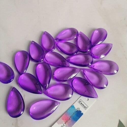 Camal 20pcs 36mm Purple Crystal Smooth Teardrop Beads Prism Pendant Lamp Chandelier Hanging Ornament Wedding Jewelry Craft
