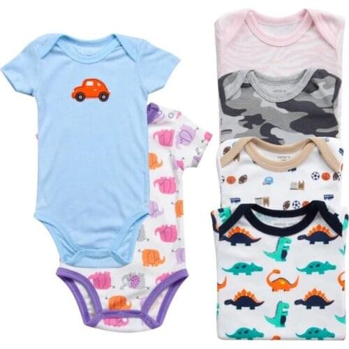 5Pieces/lot Newborn Baby Romper Overall Cotton Summer Roupas de bebe Owl Rabbit Printing Baby Boy Clothes Infant Girl Jumpsuit