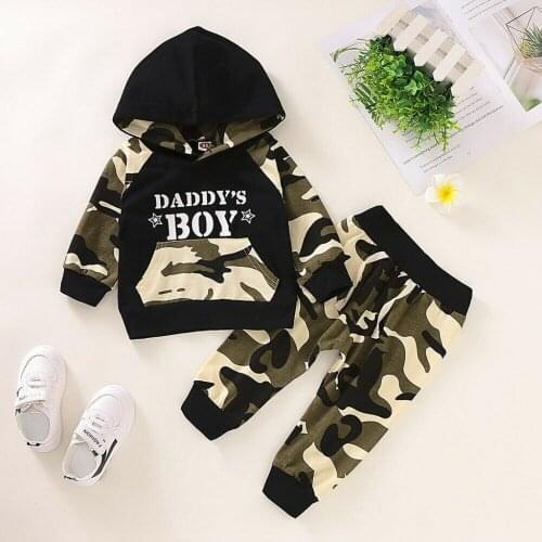 Baby Boys Clothes Newborn Long Sleeve Letter Hoodie T Shirt Tops+ Camouflage Pants Outfits Sets Winter Infant Clothing Baby Set