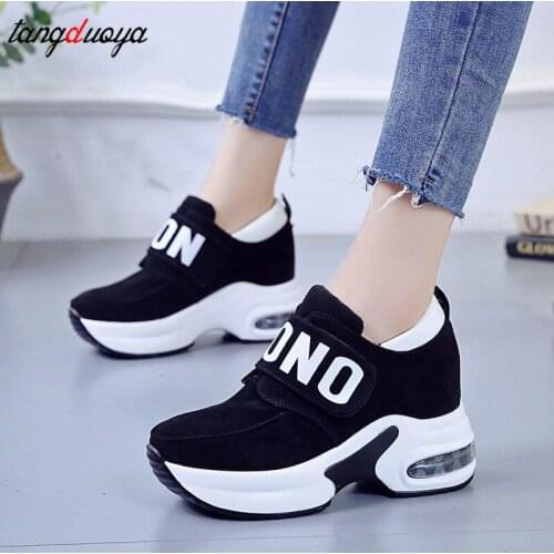 Women Fashion Casual Flock Slip-On Thick Platform Sneakers Wedges Shoes women sneakers femme sneakers women Zapatillas Mujer2020