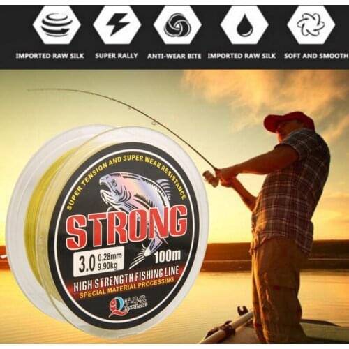 100M/109 Yard Fishing Line Nylon Corrosion Resistant Freshwater Saltwater Fluorescent Yellow Wire Accessories # 0.4 To 8.0