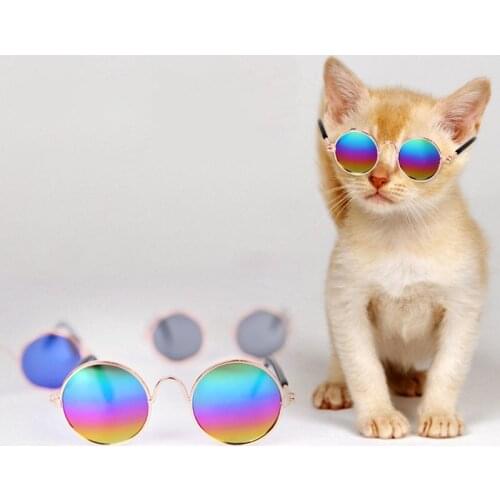1Pcs Cute Mini Pet Metal Sun Glasses Fashion Animals Personality Funny Headwear Creative Cat Spoof Accessories