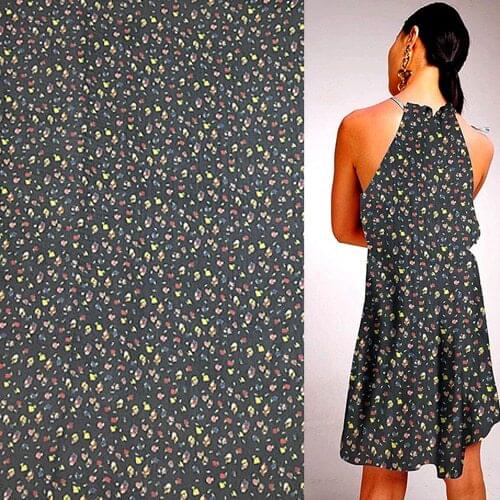Mini floral print pure silk fabric crinkle silk georgette gauze fabric sheer,SCG561