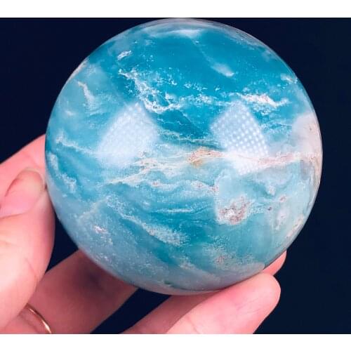 55-67mm Natural Caribbean Calcite Crystal With Geode Ball Polished Healing From Chakra