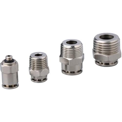 1PC Copper Nickel-plated Quick Plug Connector PC8-02 Tracheal Pneumatic Connector Straight Through External Thread