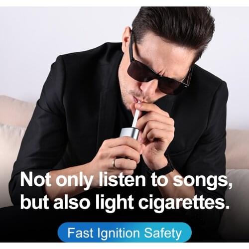 New Bluetooth 5.0 Earphone Mini In-ear Headset with Cigratte Lighter 1000mah Power Bank Metal Case