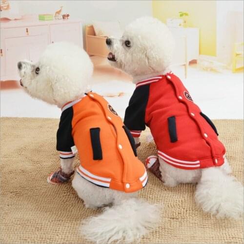 Pet Dog Clothes Winter Warm Baseball Uniform For Small Medium Dogs Hoodies Dog Coat Jacket For Chihuahua Puppy Clothes