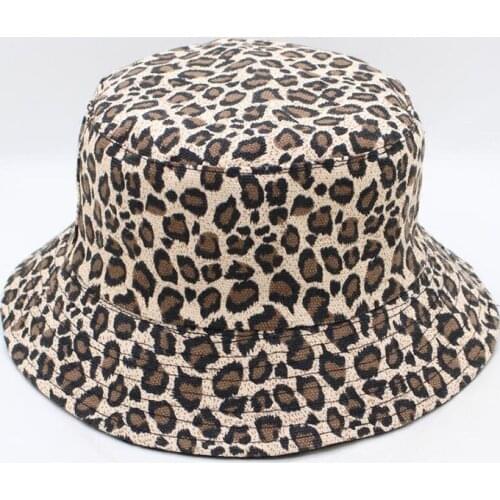 Summer Leopard Print Bucket Hat Women Men Two Sided Foldable Hip Hop Fisherman Hat Bob Outdoor Sunscreen Travel Sun Hat Panama