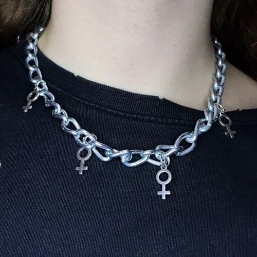 Punk Harajuku Style Hip hop Chain Choker Necklaces Vintage Fashion Men Women Symbol Pendant Necklaces Jewelry for women colliers