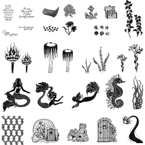 Mermaid Transparent Clear Stamps for DIY Scrapbooking/Card Making/Kids Christmas Fun Decoration Supplies