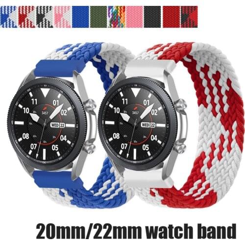 20mm/22mm nylon Band for Samsung Galaxy watch 3/46mm/42mm/active 2/Gear S3 Huawei watch GT/2/2e/Pro amazfit bip Braided strap