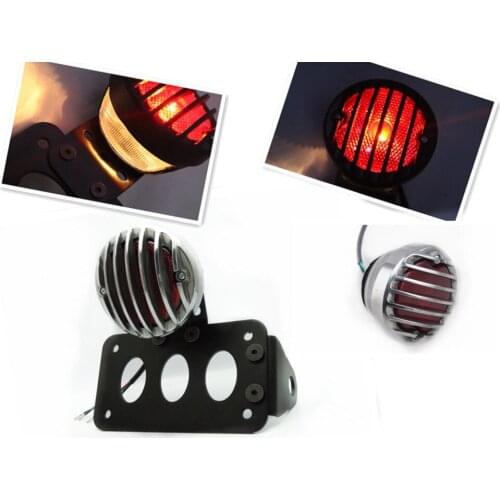 SILVER GRILL COVER BRAKE TAIL LIGHT + SIDE MOUNT LICENSE PLATE BRACKET FOR HARLEY SPORTSTER CHOOPER BOBBER XL CUSTOM