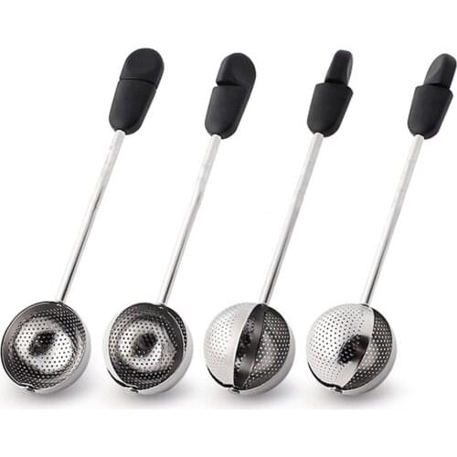 Stainless Steel Fine Mesh Tea Kitchen Accessories Infuser Strainer Mesh Tea Spoon Ball Filter Handle 360 Rotation Teaware