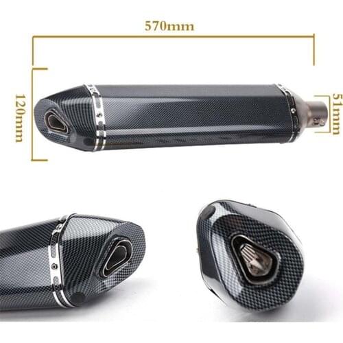 Slip On 470MM 570MM Universal Motorcycle Exhaust Pipe Escape Muffler Removable DB Killer 51MM For R3 Z900 TRK502 CBR500 CBR1000