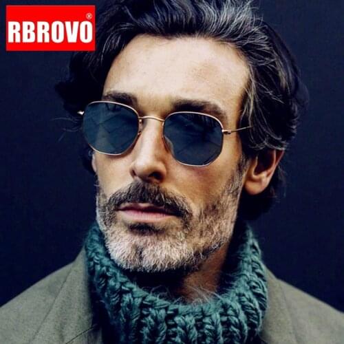 RBROVO 2021 Polygon Square Sunglasses Men Retro Hexagon Mirror Metal Eyeglasses For Women/Men Vintage Brand Lentes De Sol Mujer