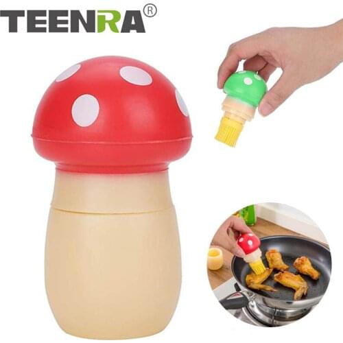 TEENRA Cute Silicone Baking Bread Oil Brush BBQ Basting Brushes Utensil Mushroom Barbecue Oil Brush For Kitchen Cooking Tools