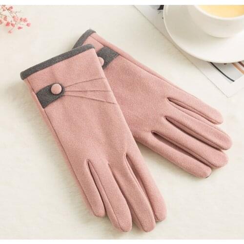 Keep Warm Winter Women Elegant Touch Screen Gloves Add Cashmere Single Layer Simple Thin Female Gloves Cycling Suede Gloves