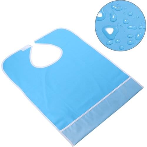 Waterproof Adult Mealtime Bib Protector Aid Apron (Light Blue)