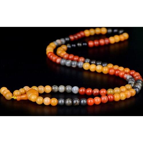 Xinjiang Jade Sweater Chain 8mm Tricolor Beaded Necklace Multi-purpose Bracelet Jade Chain Lucky Amulet Necklace Fine Jewelry