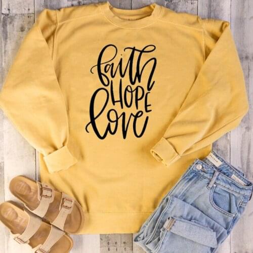 ZBBRDD Faith Hope Love Cotton Women Sweatshirt Harajuku Fation Funny Streetwear Crewneck Pullover Long Sleeve Top Drop shipping