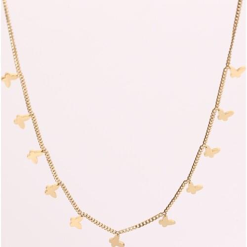 Waterproof Stainless Steel Butterfly Pendant Necklaces For Women Thin Chains Cute Charms Choker Necklace Women Jewelry