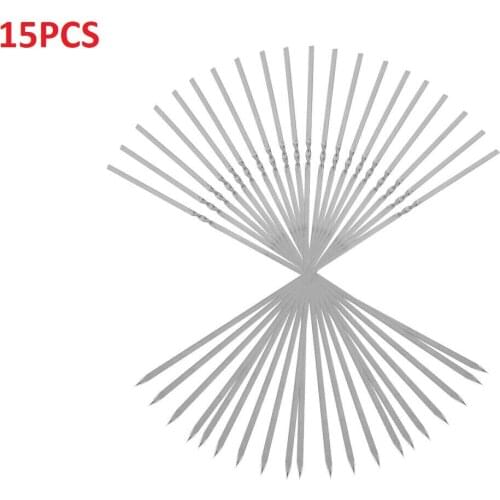 15pcs Stainless Steel Skewers for Barbecue Skewers Reusable Grill Shish Kebab BBQ Camping Flat Forks