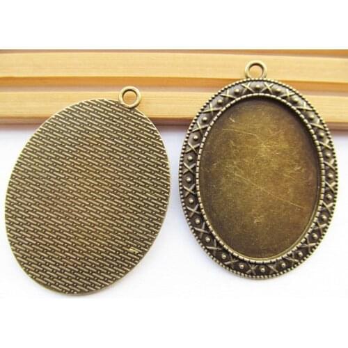 50pcs 3 Colors Oval Base Setting Tray Bezel Pendant Charm/Finding,fit 30mmx40mm Cabochon/Cameo
