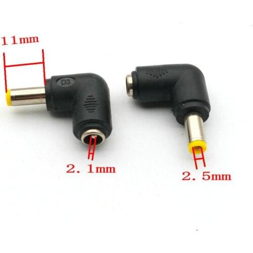 50pcs Right Angle DC Power 5.5x2.1mm Female to 5.5*2.5 mm Male connector