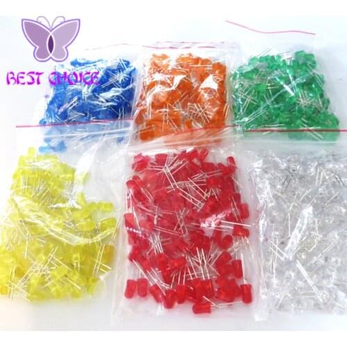 600pcs/lot 5MM LED diode Light Assorted Kit DIY LEDs Set White Yellow Red Green Blue Orange