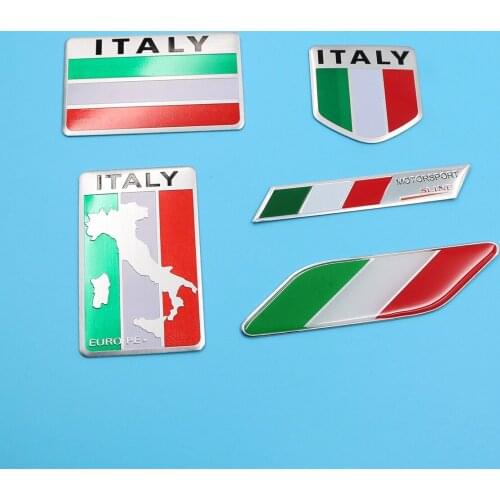 Aluminum Car 3D Sticker Italy National Flag Decals Emblem Italian Map Decal Italy Map Sticker Grill Emblem Decal