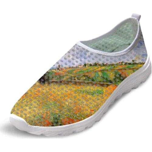Cushioning Man Summer Causal Flats Shoes Man Sneakers Mesh Classic Shoes Country and Nature Painting Art Print Man Leisure Shoes