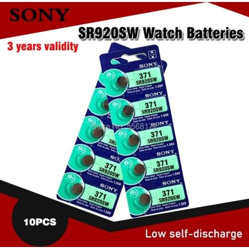 10pc Sony 100% Original AG6 371 SR920SW 920 1.55V Watch Battery CX69 S21 605 SR920SW 371 Button Coin Cell MADE IN JAPAN