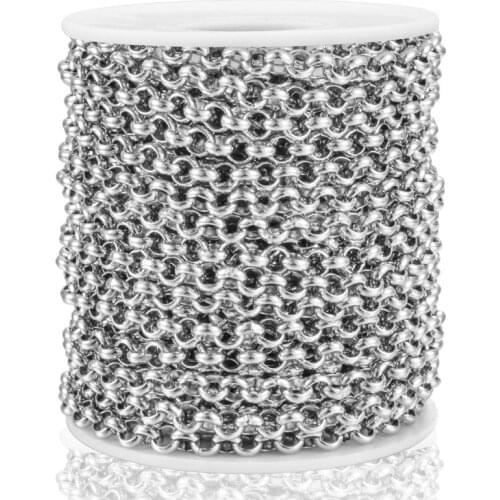 1 Meter Width 3mm Never Fade Stainless Steel Necklace O-Ring Chain For DIY Jewelry Making Round Pearl Chain Handmade Supplies