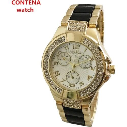 Reloj Mujer CONTENA Luxury Rhinestone Wrist Watch Women Watches Top Brand Crystal Diamond Ladies Watch Full Steel Clock Saat