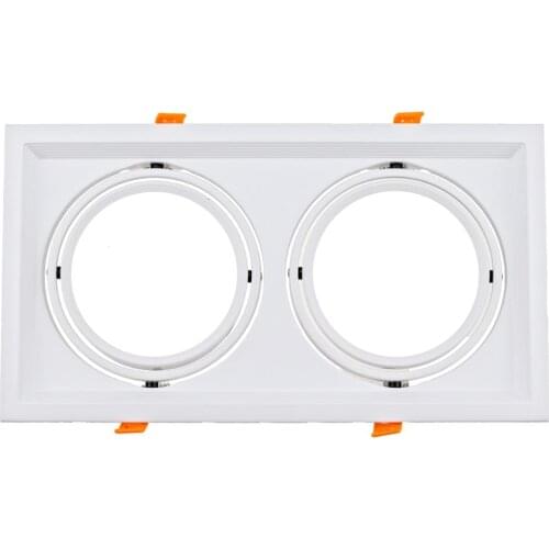 Black White Square Double Heads Aluminum Rotatable Downlight AR111 Recessed Light Fitting Frame Holder Ceiling Downlight Fixture