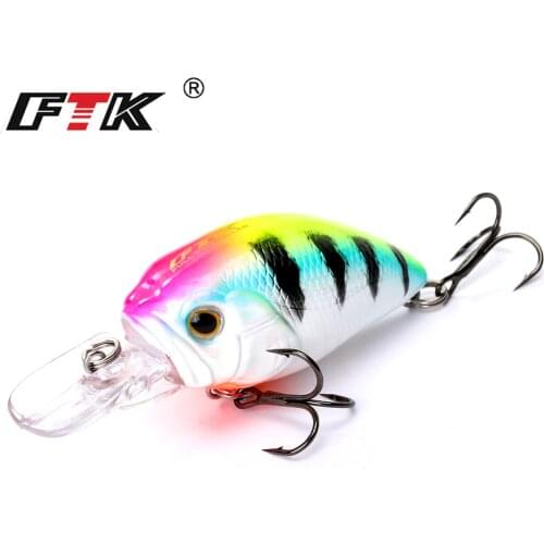 FTK 1pc Crankbait Fishing Lure 47mm 10g Topwater Artificial Hard Bait Minnow Wobblers Swimbait Trout Bass Carp Fishing