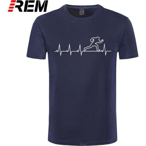 REM Rugbying Heartbeat T-shrits Men Summer Fashion Short Sleeve T Shirt Cotton Funny Printed Tops Hip Hop Mens Tee
