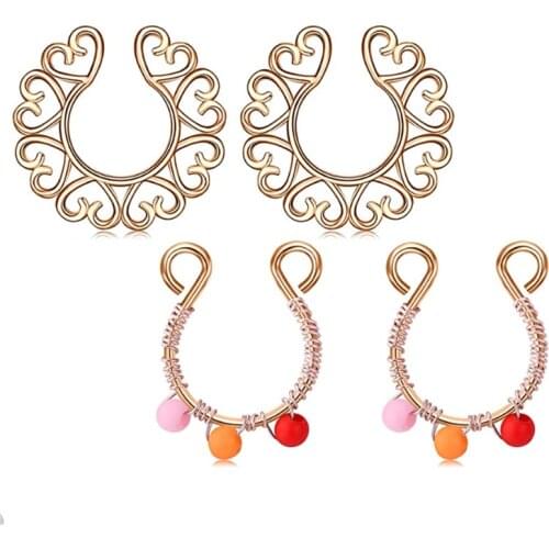 1 Pair Fake Nipple Rings Non Piercing Faux Nipple Piercings Jewelry Nipple Piercing Body Jewelry