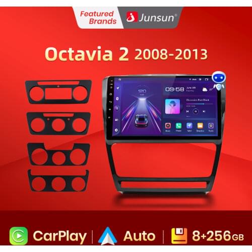 Junsun Android 10 Car Radio AI Voice Control Multimedia Video Audio Player Navigation For SKODA Octavia 2 2008-2013 A5 no 2Din