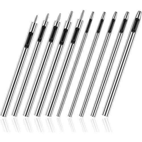 KAOBUY 10Pcs Leather Hole Punch Cutter 0.5mm-3.5mm Hollow Punch Set For Watch Bands Belts Canvas Paper Rubber Soft Material Work