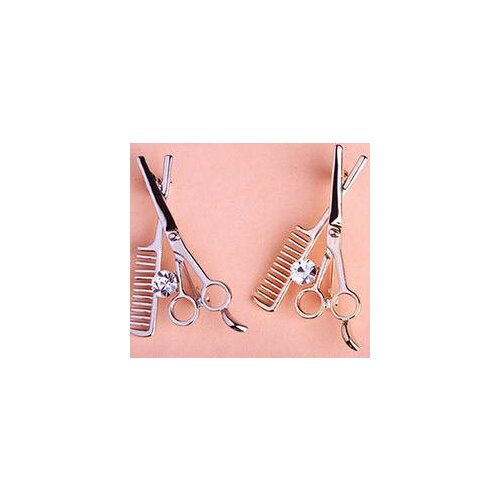 Korean version of mens small suit shirt wear barber comb scissors shape jewelry pin collar pin brooch