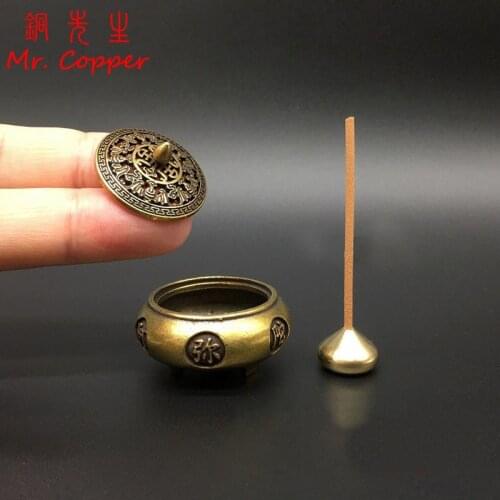 Pure Copper Small Buddha Amituofo Incense Burner Brass Mini Pocket Amitabha Hollow Insencer Cute Buddhism Desk Home Decor Burner