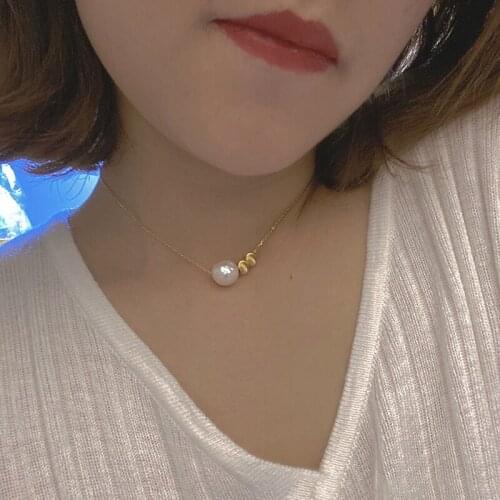 Summer Necklace Female Baroque Pearl Edison Pearl Pendant Clavicle Chain Simple Fashion Necklace Female 925 Silver Necklace