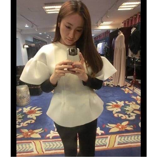 2021 hot selling Girls fashion thick soft top blouses office lady casual white ruffle tops Korean quality design big size 2XL XL