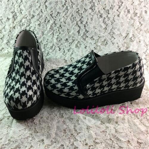 Princess sweet lolita shoes Lolilloliyoyo antaina Japanese design shoes custom thick bottom plaid skin skip-on flat shoes 5242s