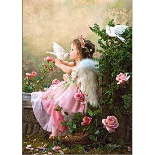 40x30cm 5D Girl Kiss pigeon Diamond Painting Embroidery Full Square&Round Diamond DIY Cross Stitch Home Decor Gift