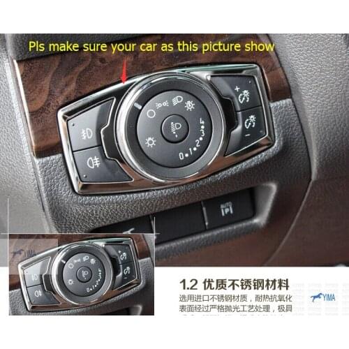 Stainless Steel ! Head Light Lamp Switch Button Cover Interior Trim 1 Pcs For Ford Explorer 2011 - 2017