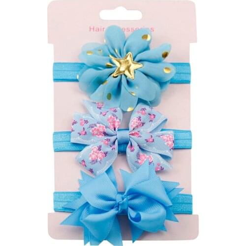 2021 New 3Pcs baby headband Kids Elastic Floral Headband Hair Girls baby hair accessories Bowknot Hairband Set haarclips meisjes